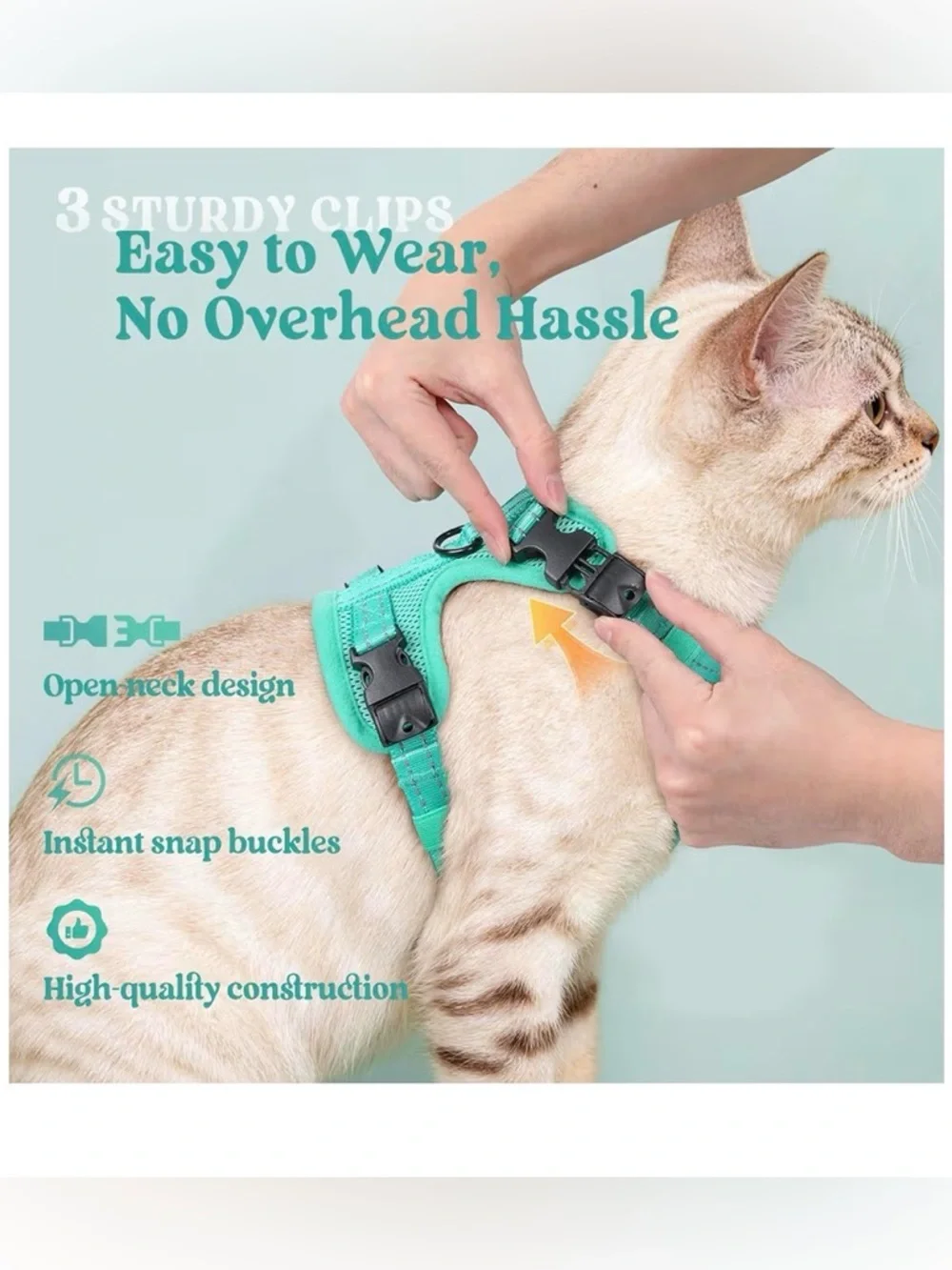 NWT Adjustable Mint Green Cat Harness and Leash Set - Comfort Fit SIZE SMALL